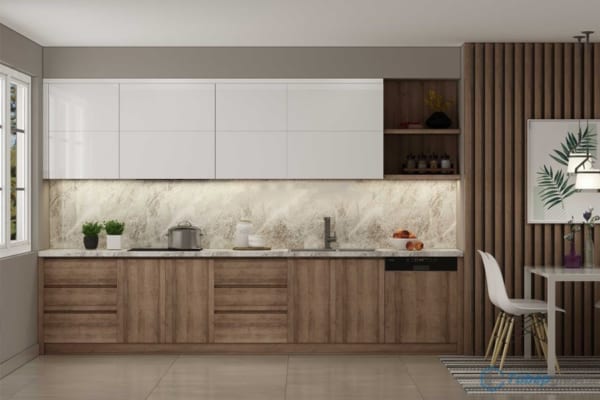 Tủ bếp gỗ công nghiệp phong cách châu Âu Tủ bếp gỗ công nghiệp phong cách châu Âu